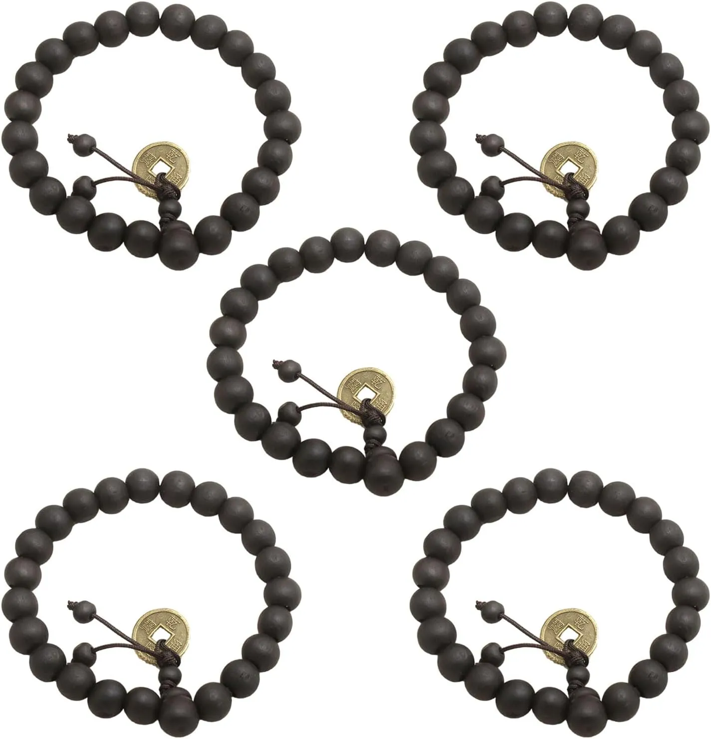 Set of 5 Prayer Beads Bracelet Adjustable Buddhist Hand Chains Fashionable Elastic Wristchain Tibet Jewelry for Women