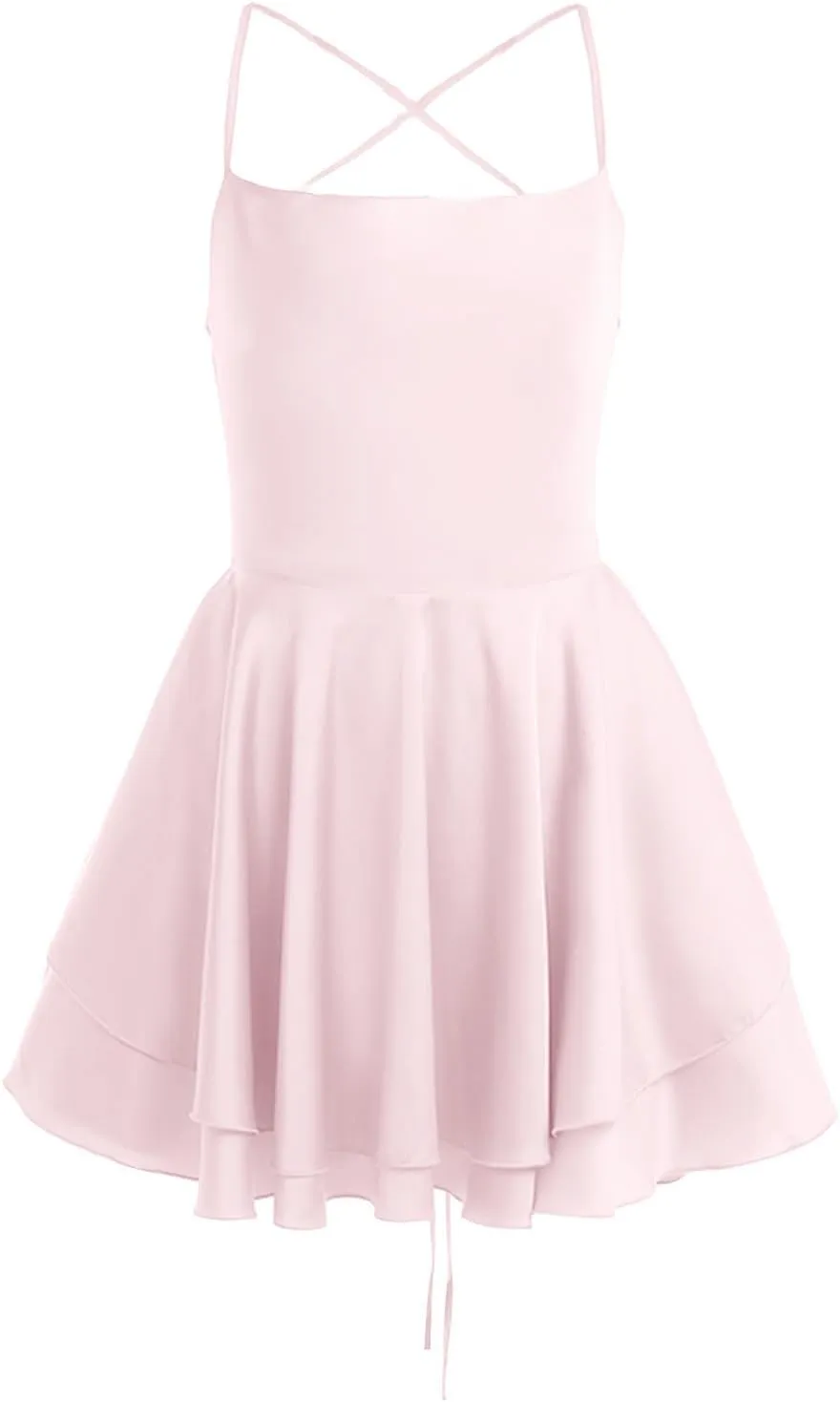 Sexy Satin Dress for Women Summer Backless Ruffle Short Dresses Cowl Neck Spaghetti Strap Tiered Layer Mini Sundress