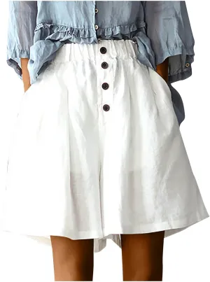 Shorts for Women Trendy 2024 Elastic High Waisted Cotton Linen Wide Leg Shorts Baggy Casual Summer Shorts with Pocket
