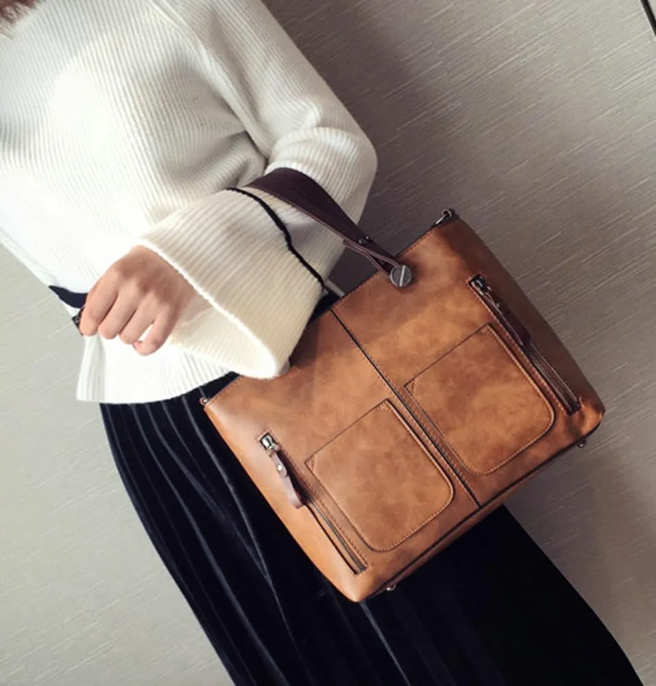 Shoulder Bag For Woman Tote Bags with Zipper PU Leather Crossbody Bags Shoulder Bag for Office