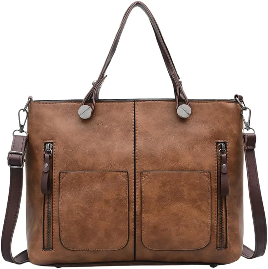 Shoulder Bag For Woman Tote Bags with Zipper PU Leather Crossbody Bags Shoulder Bag for Office