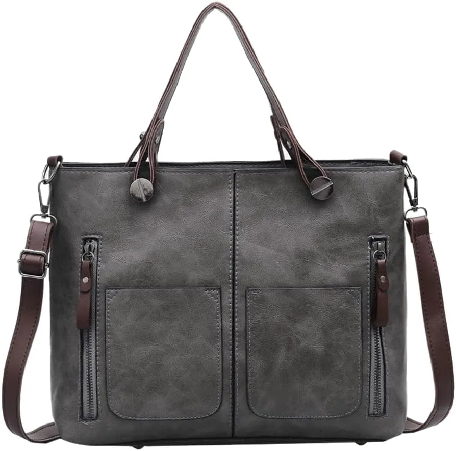Shoulder Bag For Woman Tote Bags with Zipper PU Leather Crossbody Bags Shoulder Bag for Office