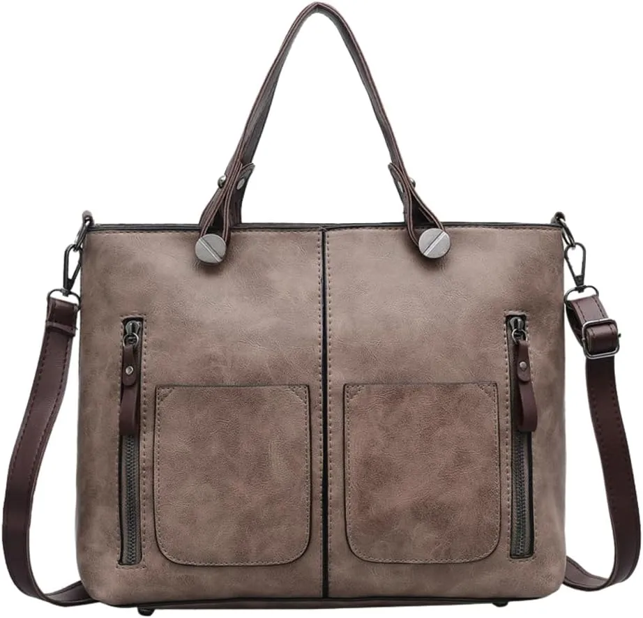 Shoulder Bag For Woman Tote Bags with Zipper PU Leather Crossbody Bags Shoulder Bag for Office