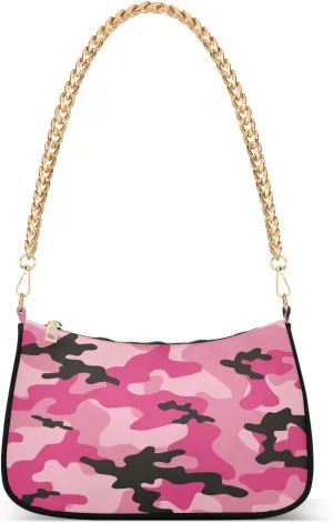 Shoulder Bag for Women Pink Camouflage Hobo Purses Handbags for Women with Chain Strap