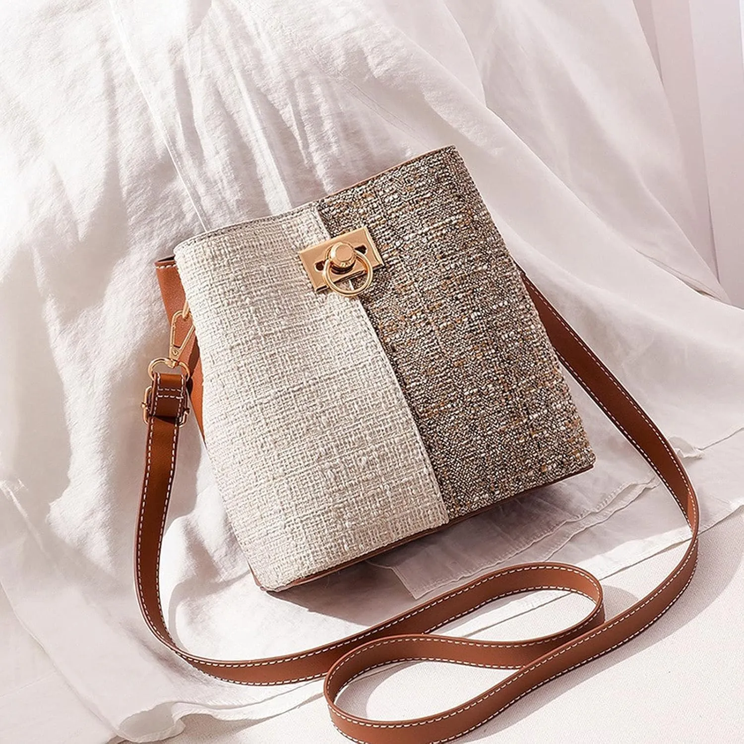 Shoulder bag Leather Women Panelled Bucket Bag Shoulder Bag Crossbody Bag