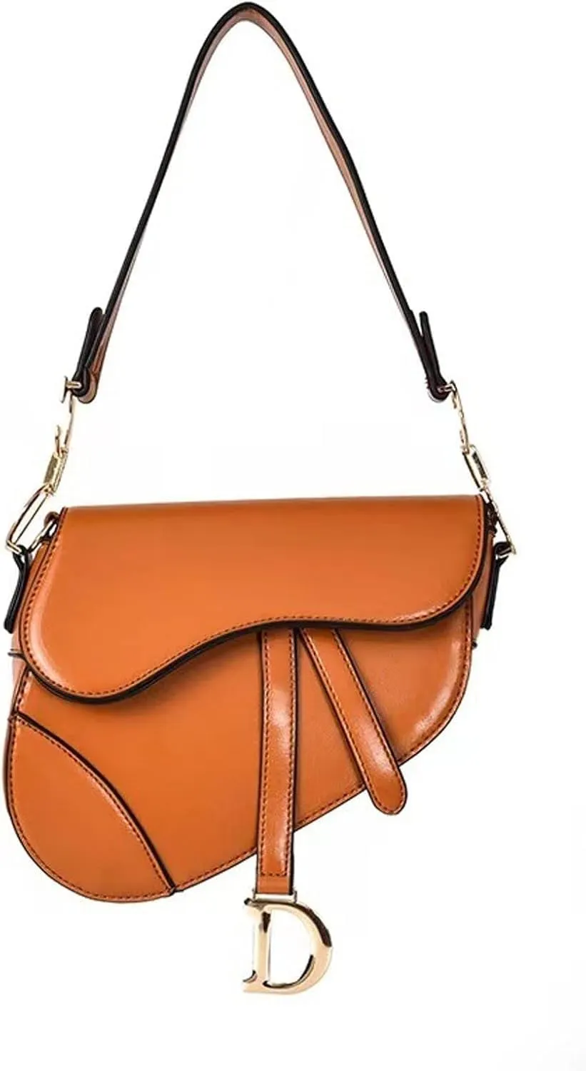 Shoulder bag PU Leather Saddle BagFemale Shoulder Bag Wide Strap Messenger Cross Body Handbag Purse For Women