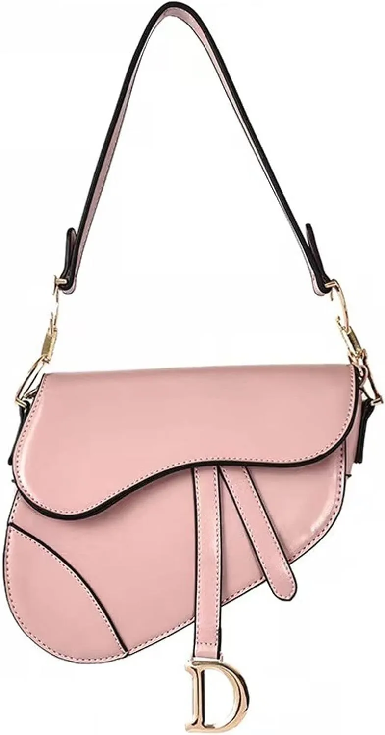 Shoulder bag PU Leather Saddle BagFemale Shoulder Bag Wide Strap Messenger Cross Body Handbag Purse For Women