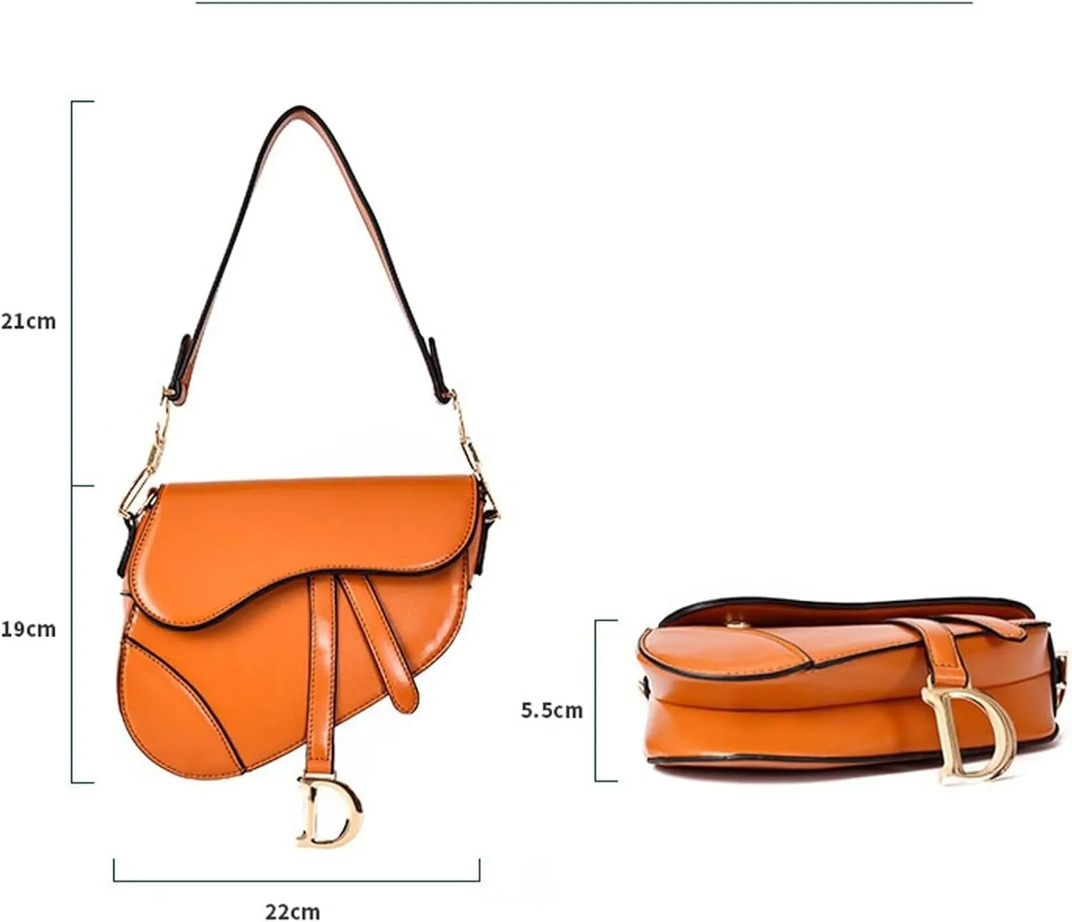 Shoulder bag PU Leather Saddle BagFemale Shoulder Bag Wide Strap Messenger Cross Body Handbag Purse For Women
