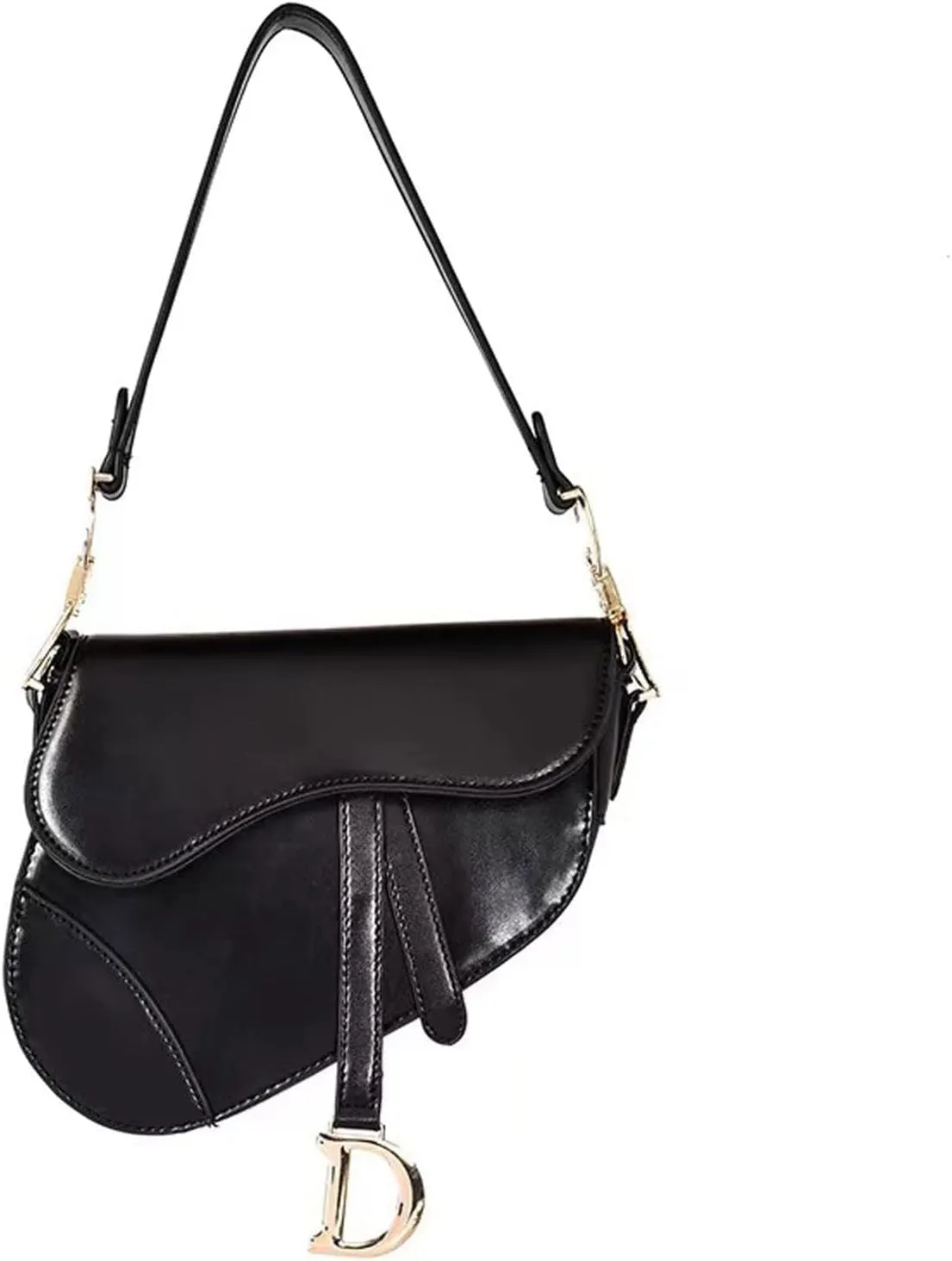 Shoulder bag PU Leather Saddle BagFemale Shoulder Bag Wide Strap Messenger Cross Body Handbag Purse For Women