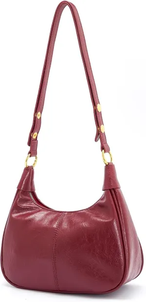 Shoulder Bags for Women Small Hobo Bags Crescent Shaped Cute Retro Tote Handbag Mini Clutch Purse with Zipper Closure