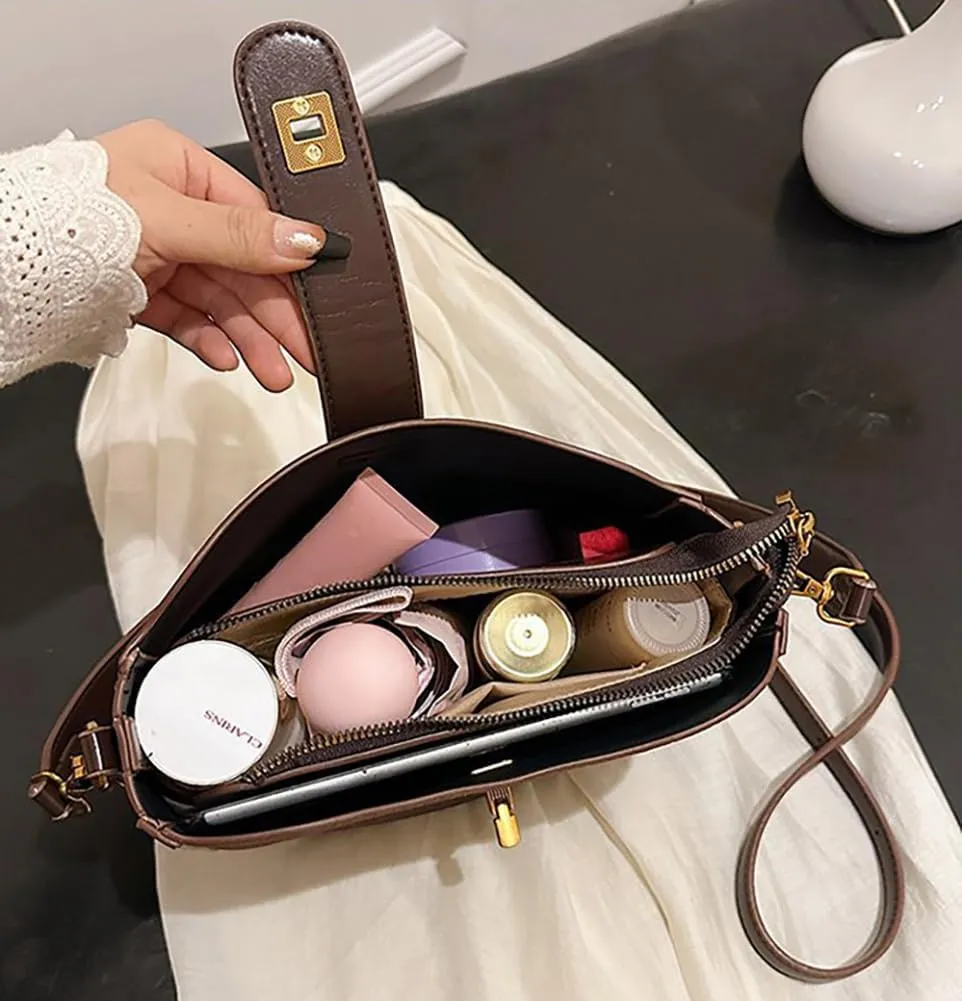 Shoulder Bags for Women Trendy Leather Saddle Handbag Clutch Tote Purse Underarm Handbag Crossbody Bags with 2 Straps