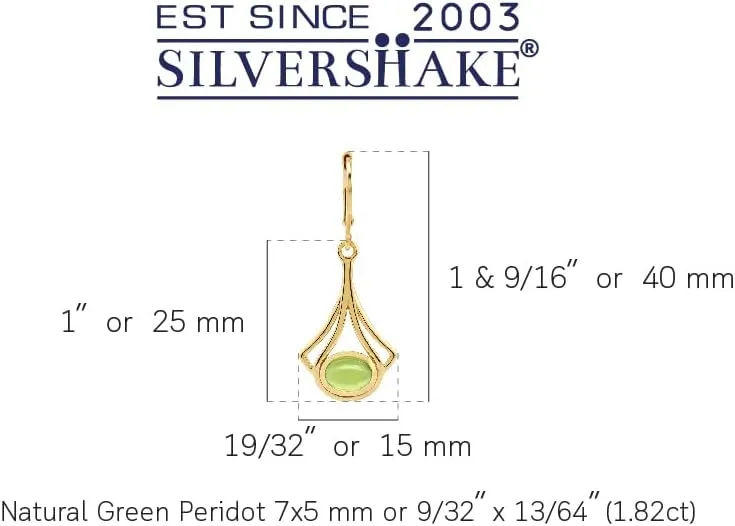 Silvershake 7X5mm Oval Shape Cabochon Gemstone White Gold Plated or Yellow Gold Plated 925 Sterling Silver Casual Drop Dangle Leverback Earrings Jewelry for Women
