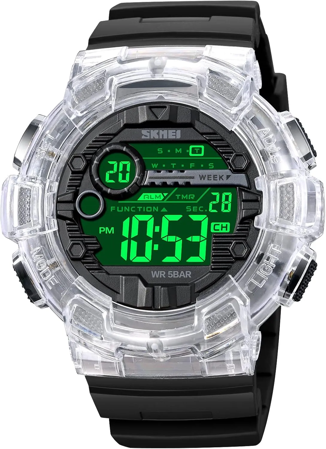 SKMEI Men's Digital Sports Watch, Military Waterproof Watches LED Screen Large Face Stopwatch Alarm Wristwatch