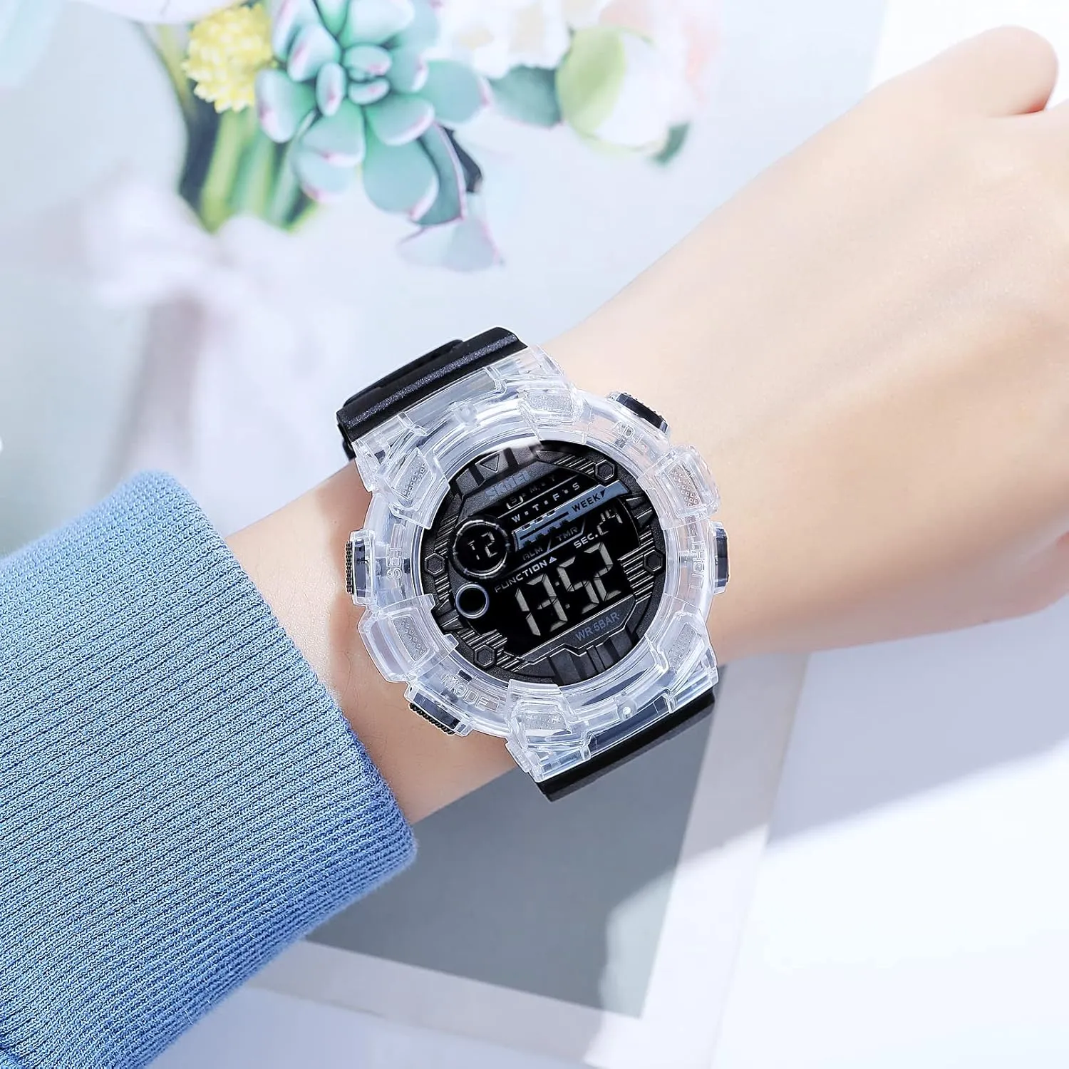 SKMEI Men's Digital Sports Watch, Military Waterproof Watches LED Screen Large Face Stopwatch Alarm Wristwatch
