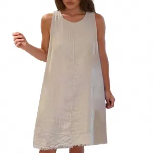 Sleeveless Summer Midi Dress for Women 2025 Casual Vacation Beach Sundress Knee Length Lightweight Clothes