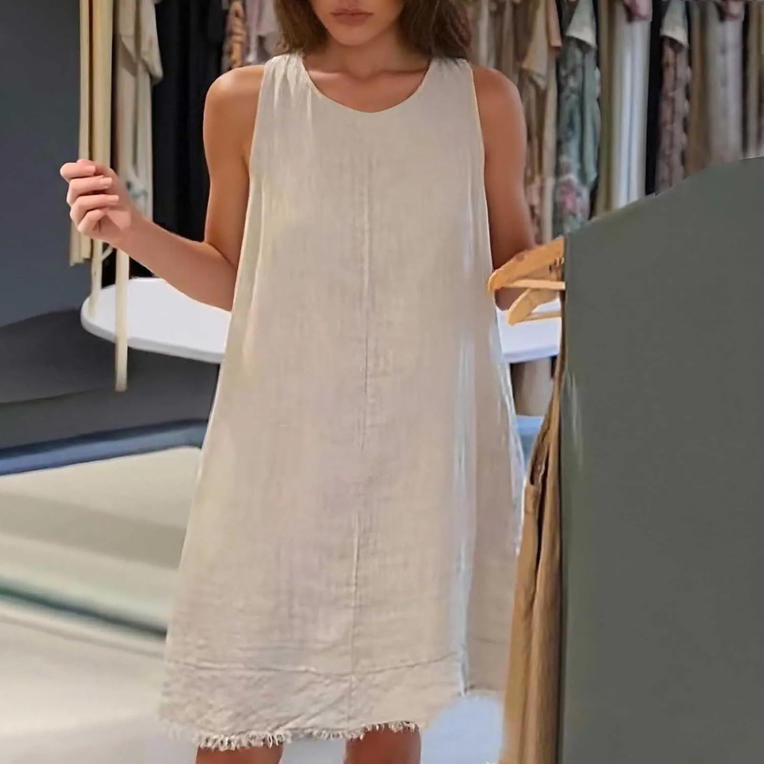 Sleeveless Summer Midi Dress for Women 2025 Casual Vacation Beach Sundress Knee Length Lightweight Clothes