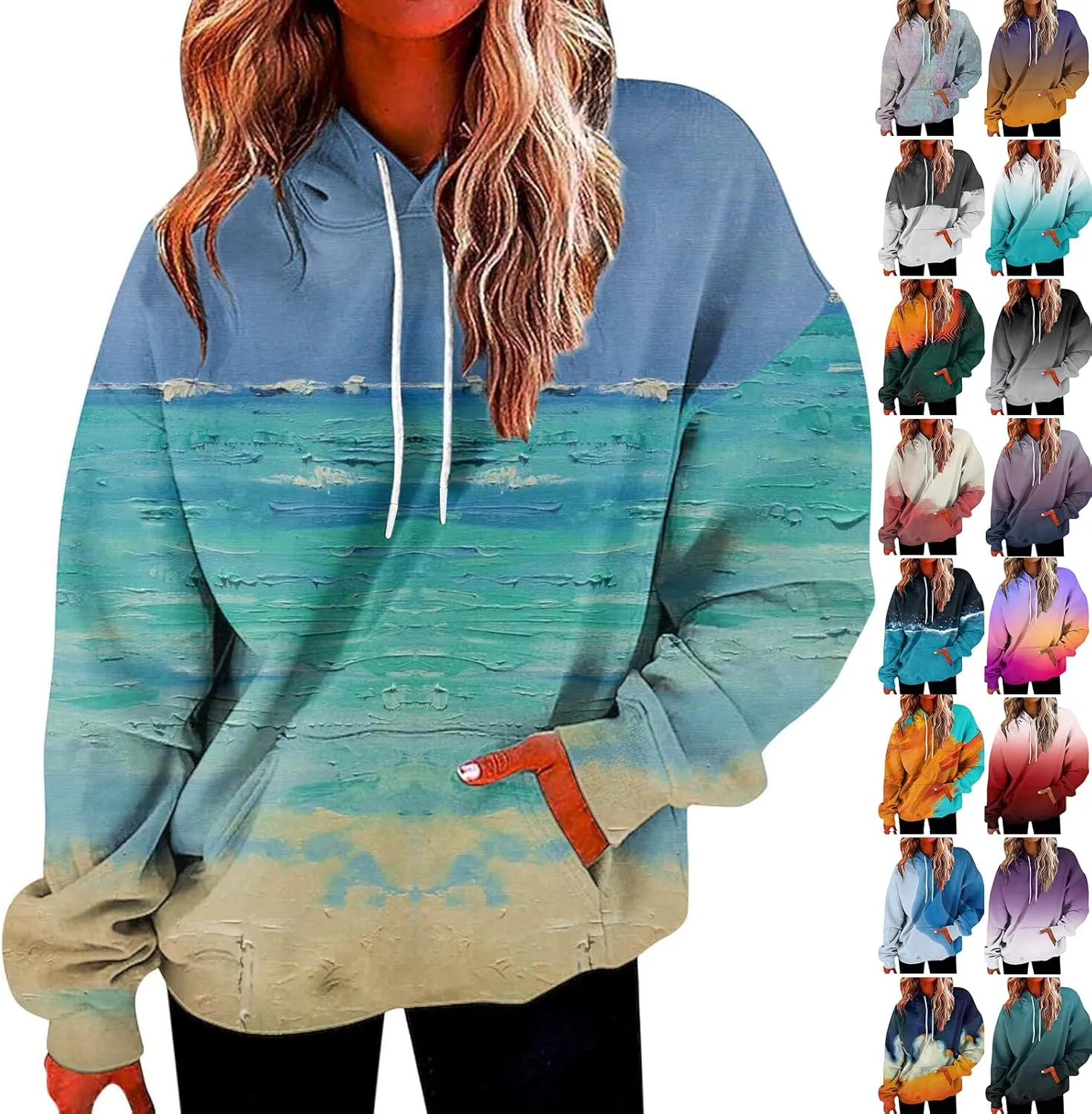 slqdgmryz Oversized Hoodies for Women Plus Size Drawstring Graphic Hoodie Loose Preppy Sweatshirt with Pocket Womens Pullover
