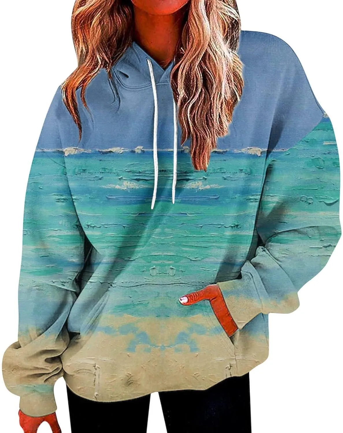 slqdgmryz Oversized Hoodies for Women Plus Size Drawstring Graphic Hoodie Loose Preppy Sweatshirt with Pocket Womens Pullover