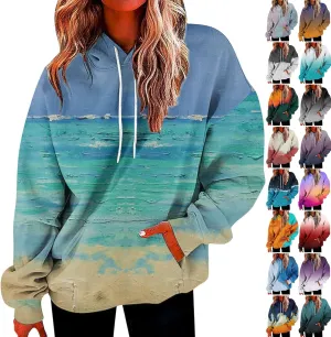 slqdgmryz Oversized Hoodies for Women Plus Size Drawstring Graphic Hoodie Loose Preppy Sweatshirt with Pocket Womens Pullover