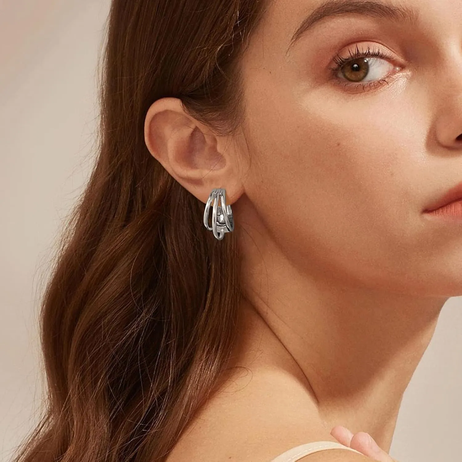 Small Chunky Gold Hoop Earrings for Women Hypoallergenic 925 Sterling Silver Post Lightweight 14k Gold Plated Thick Hoop Earrings for Women