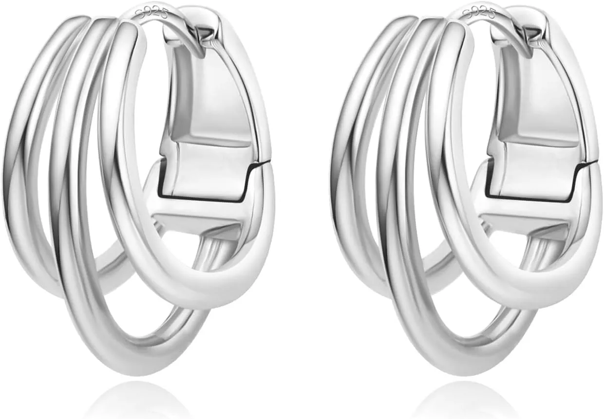 Small Chunky Gold Hoop Earrings for Women Hypoallergenic 925 Sterling Silver Post Lightweight 14k Gold Plated Thick Hoop Earrings for Women