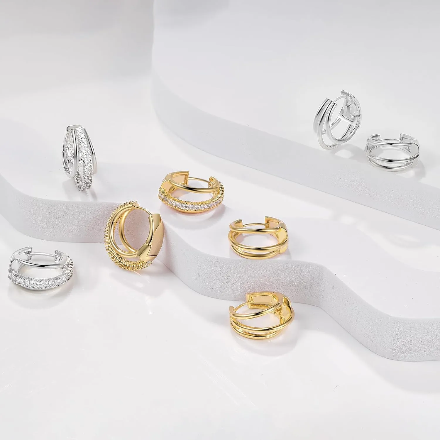 Small Chunky Gold Hoop Earrings for Women Hypoallergenic 925 Sterling Silver Post Lightweight 14k Gold Plated Thick Hoop Earrings for Women