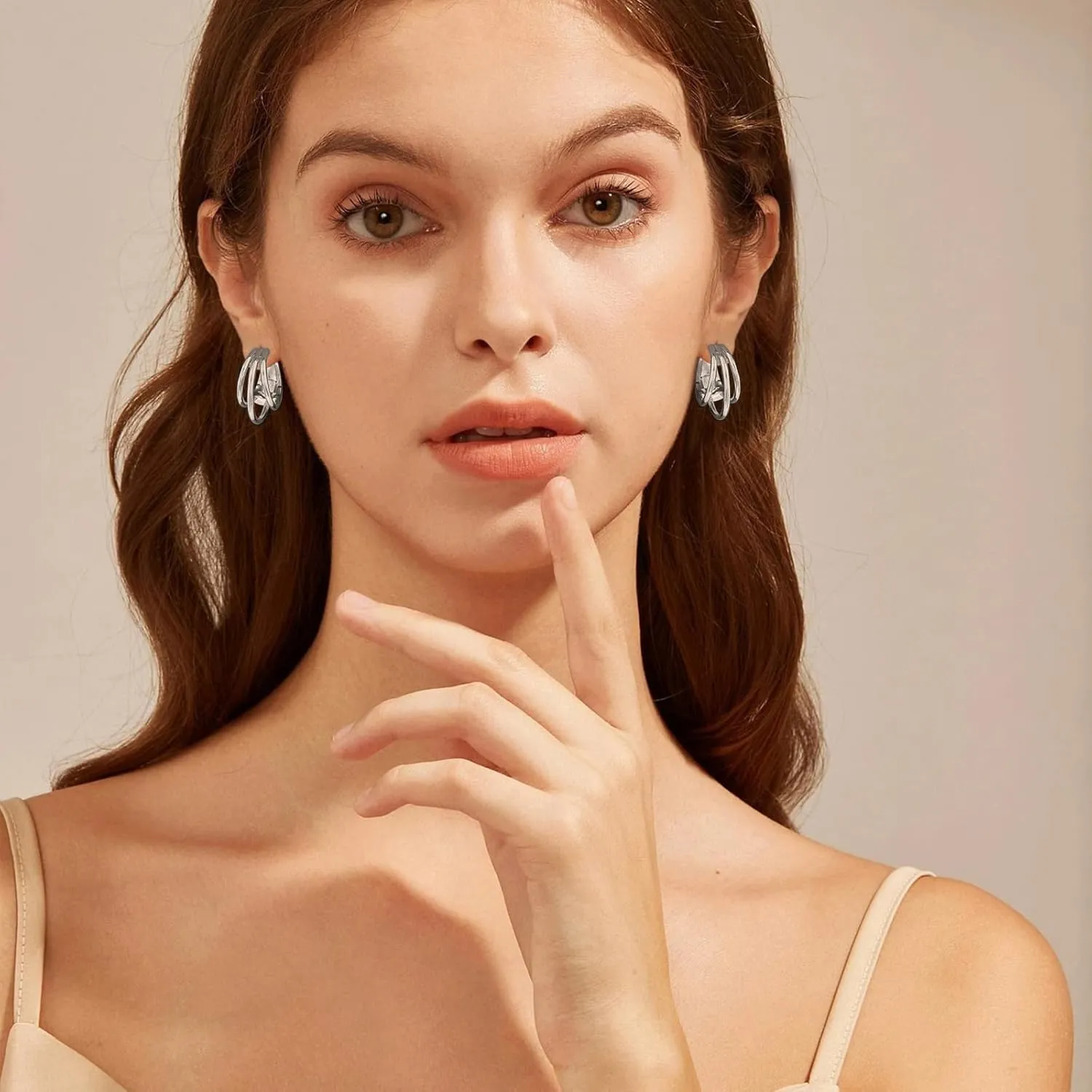 Small Chunky Gold Hoop Earrings for Women Hypoallergenic 925 Sterling Silver Post Lightweight 14k Gold Plated Thick Hoop Earrings for Women