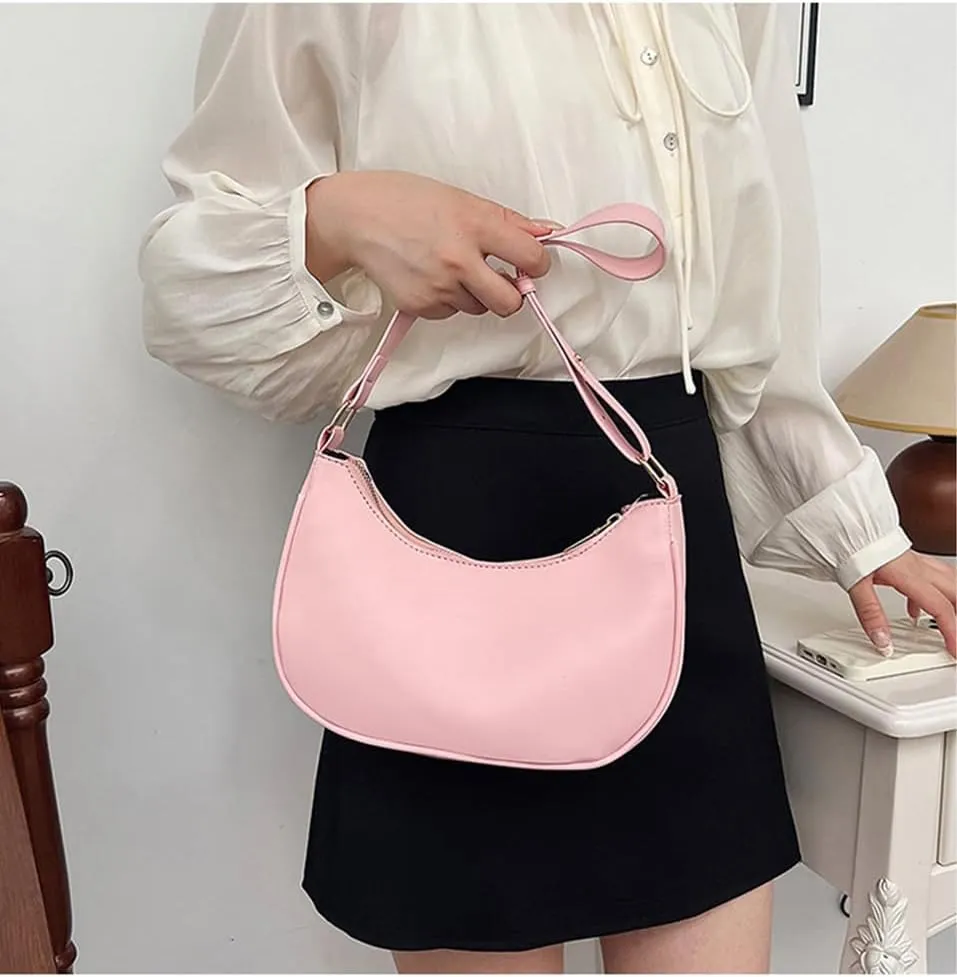 Small Crescent Shoulder Bags for Women, Cute Handbag Mini Clutch Purse Underarm