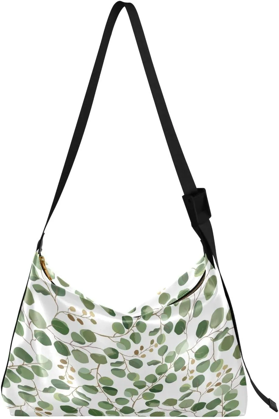 Spring Eucalyptus Leaves Hobo Crossbody Bags for Women Leather Large Shoulder Bag Cross Body Trendy Womens Tote Bags Handbag for Travel Shopping