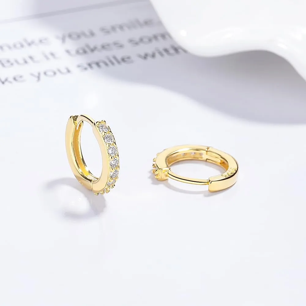 Sterling Silver & Genuine Crystal Huggie Hoop Earring
