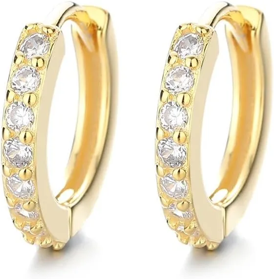 Sterling Silver & Genuine Crystal Huggie Hoop Earring