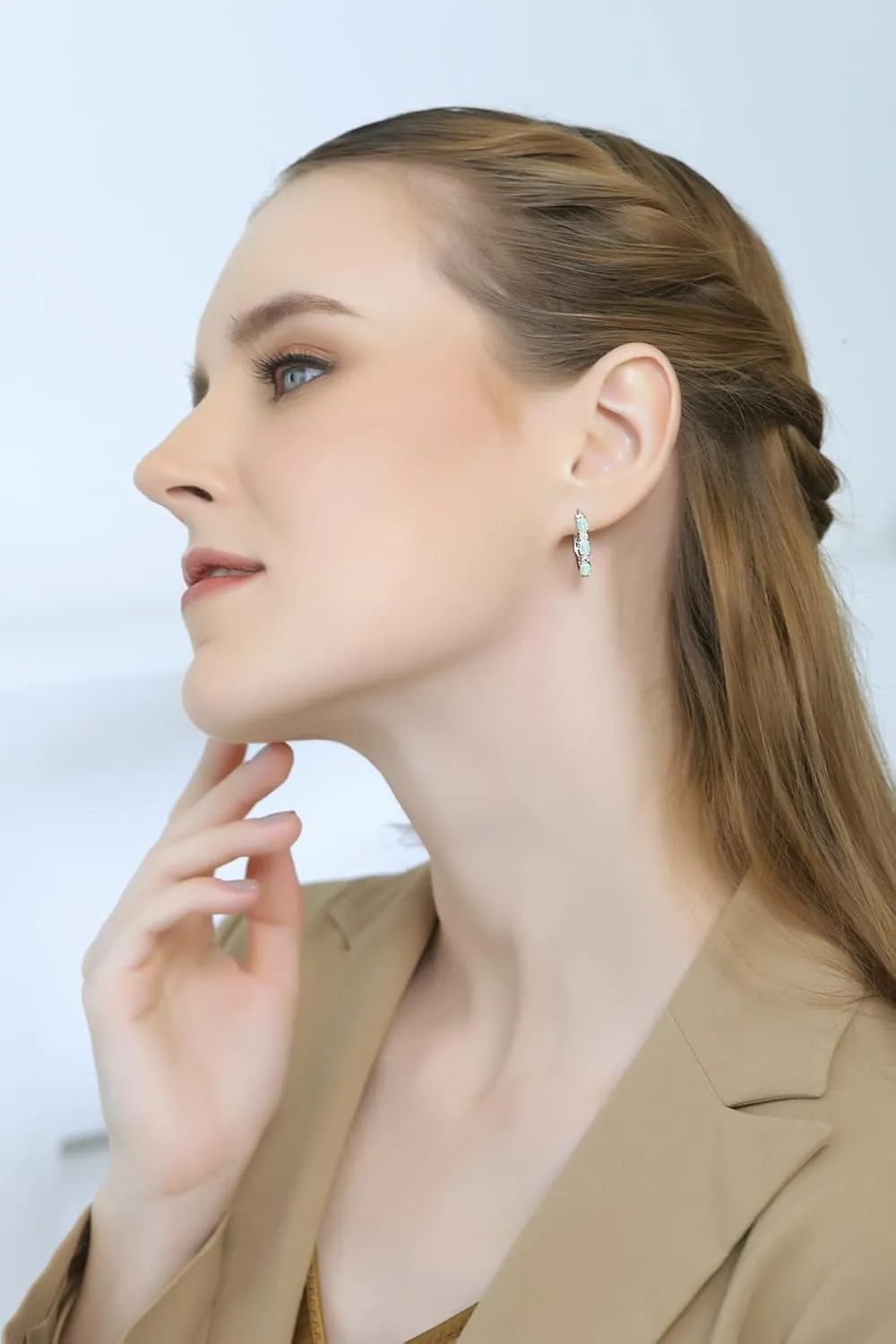 Sterling Silver Hoop Earrings, Birthstone Earrings, Oval and Princess Genuine or Synthetic Gemstone Earrings, Earrings for Women, Fashion Earrings, Trendy Earrings, Hoops Earrings for Women