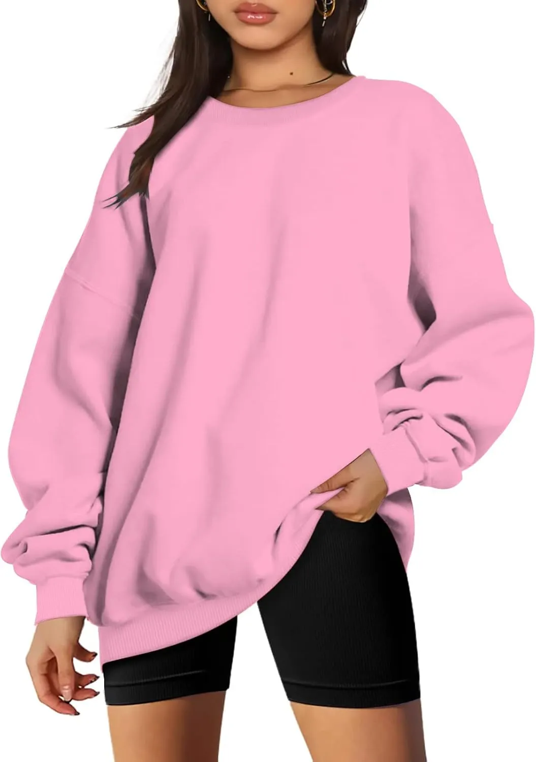 Stessotudo Oversized Sweatshirts for Women Crewneck Long Sleeve Baggy Boyfriend Tops Loose Fit Solid Casual Y2K Streetwear