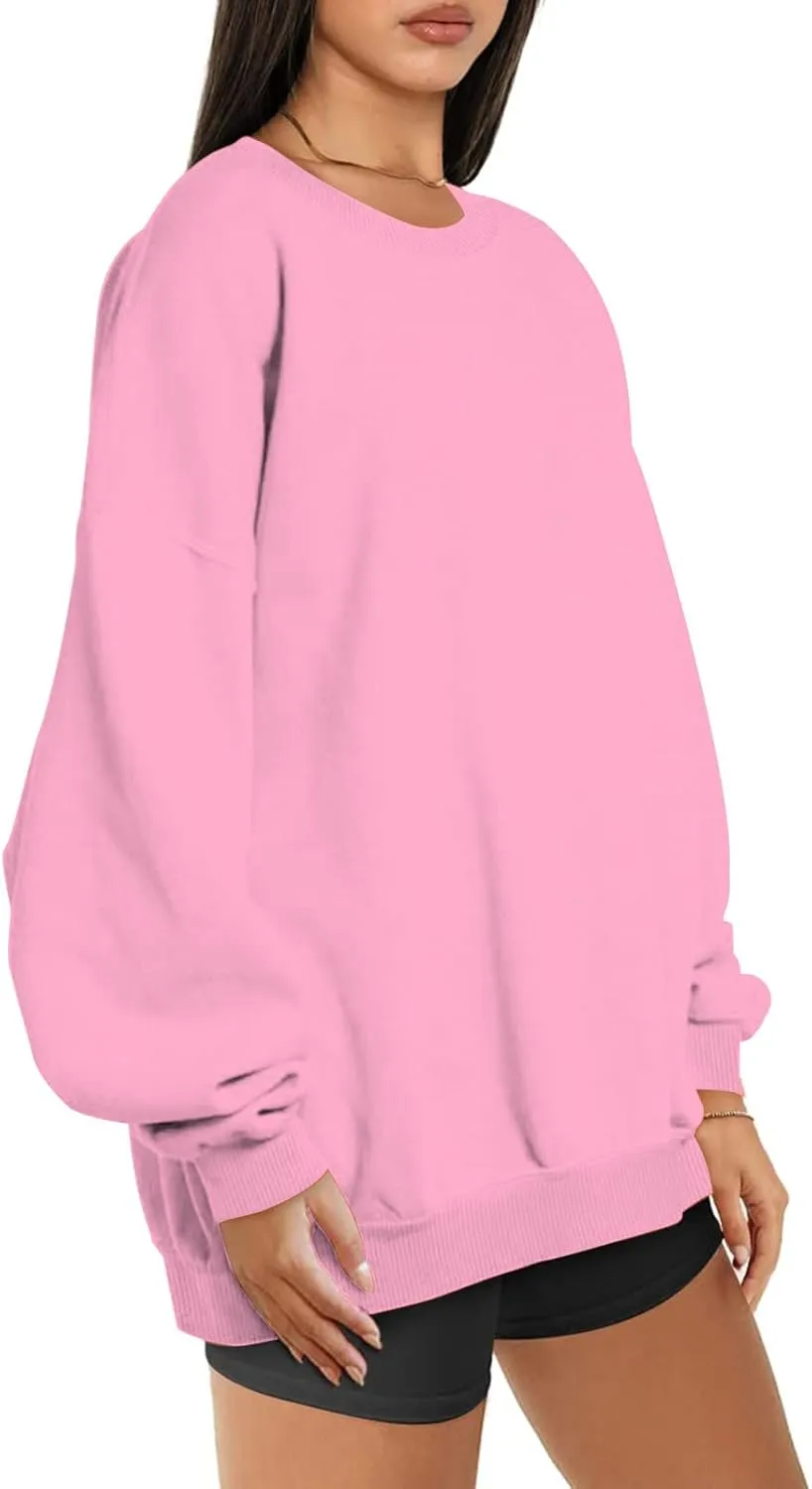 Stessotudo Oversized Sweatshirts for Women Crewneck Long Sleeve Baggy Boyfriend Tops Loose Fit Solid Casual Y2K Streetwear