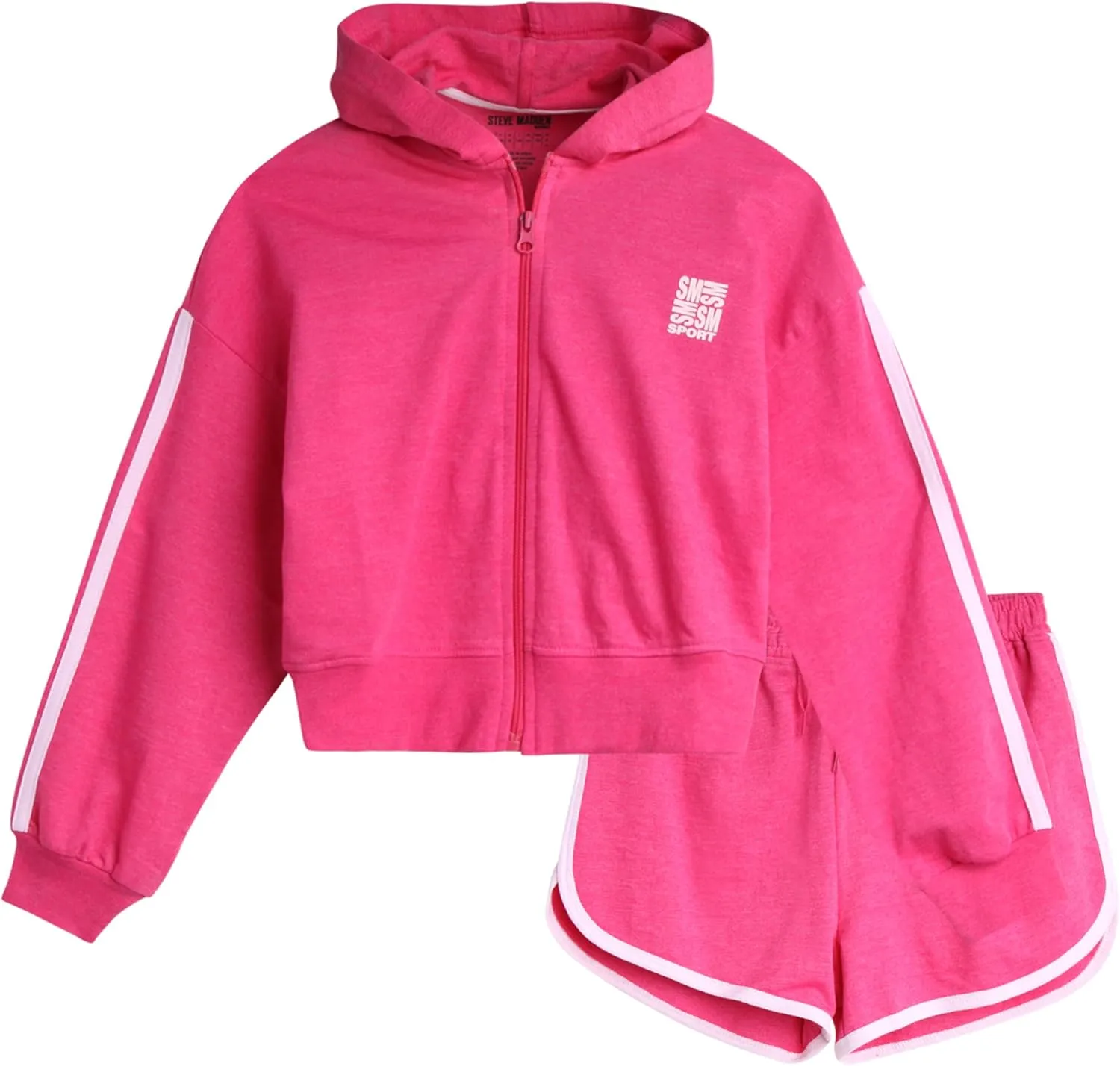 Steve Madden Girls' Shorts Set - Fleece Zip Hoodie Sweatshirt and Sweat Shorts  Cute Cozy Shorts Set for Girls (4-16)