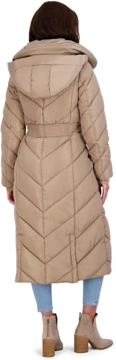 Steve Madden Women's Long Chevron Maxi Puffer Coat