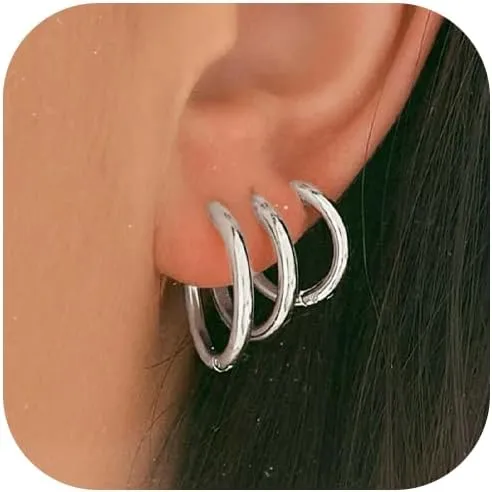 Stocking Stuffers Holiday Outfits for Women 2024 Gold Hoop Earrings Set for Women Trendy Dainty 14K Gold Plated Huggie Hoop Earring Sets for Multiple Piercing Chunky Hoops Earrings for Women Jewelry Gifts