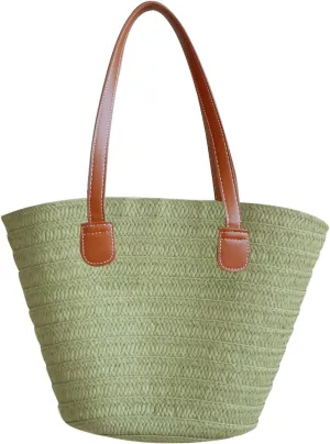 Straw Bag for Women, Bohemian Tote Bag Handmade Woven Handbags for Summer Vacation Beach Travel Daily Matching 03, One Color, One Size