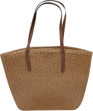 Straw Bag for Women, Bohemian Tote Bag Handmade Woven Handbags for Summer Vacation Beach Travel Daily Matching 37, One Color, One Size