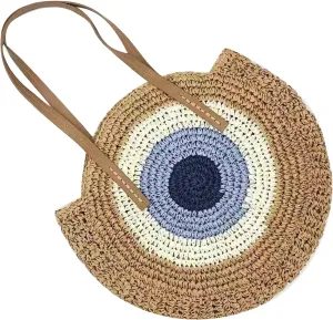 Straw Bag for Women, Bohemian Tote Bag Handmade Woven Handbags for Summer Vacation Beach Travel Daily Matching 44, One Color, One Size
