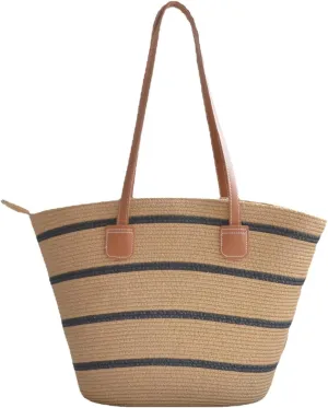 Straw Bag for Women, Bohemian Tote Bag Handmade Woven Handbags for Summer Vacation Beach Travel Daily Matching 54, One Color, One Size