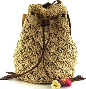 Straw Bag for Women, Bohemian Tote Bag Handmade Woven Handbags for Summer Vacation Beach Travel Daily Matching 68, One Color, One Size