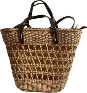 Straw Bag for Women, Bohemian Tote Bag Handmade Woven Handbags for Summer Vacation Beach Travel Daily Matching 72, One Color, One Size