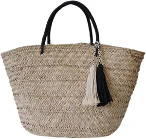 Straw Bag for Women, Bohemian Tote Bag Handmade Woven Handbags for Summer Vacation Beach Travel Daily Matching 91, One Color, One Size