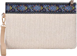 Straw Clutch Purses for Women Summer Rattan Clutch Bag Woven Wicker Beach Bag