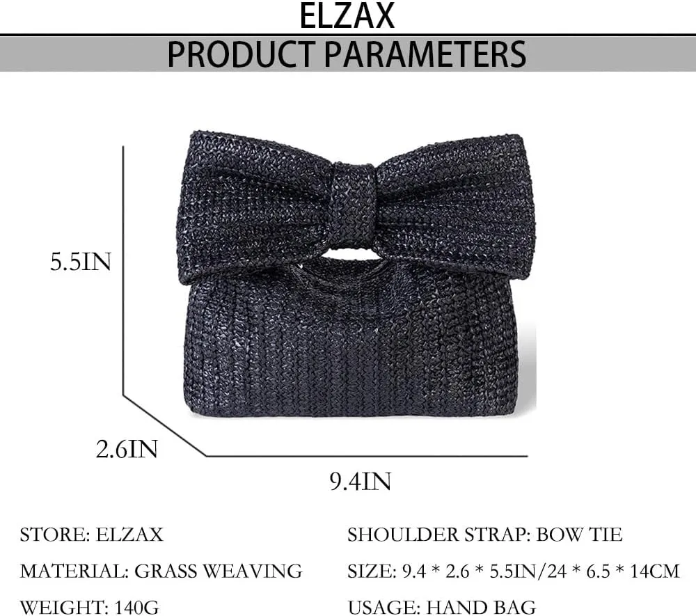 Straw Clutch Purses for Women Woven Bow Evening Clutch Bag Summer Straw Beach Bag Woven Envelope Handbag 2024
