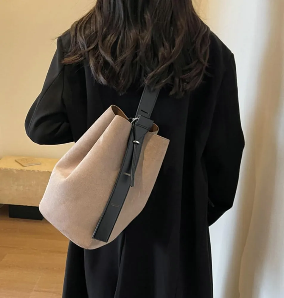 Suede Shoulder Bags for Women Vegan Leather Handbag Tote Bags Bucket Shoulder Bag Purse Tote Handbag Fashion Designer Bag