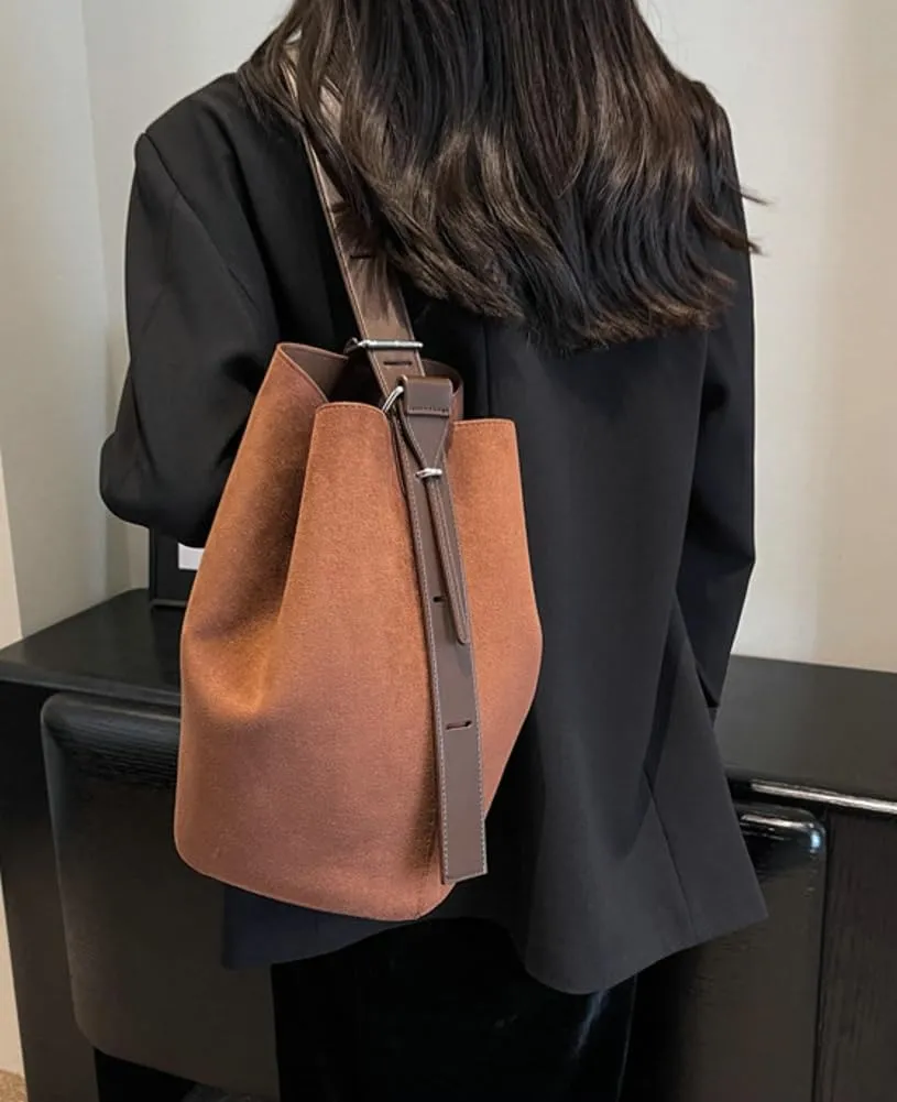 Suede Shoulder Bags for Women Vegan Leather Handbag Tote Bags Bucket Shoulder Bag Purse Tote Handbag Fashion Designer Bag