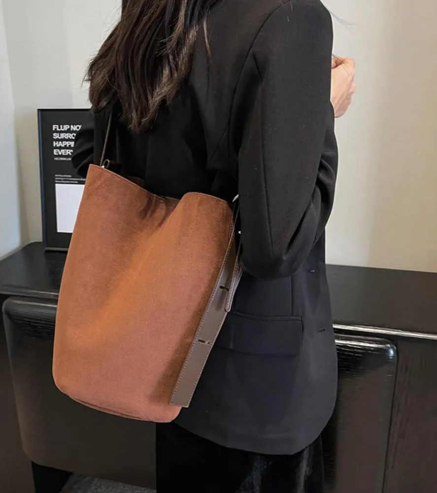 Suede Shoulder Bags for Women Vegan Leather Handbag Tote Bags Bucket Shoulder Bag Purse Tote Handbag Fashion Designer Bag