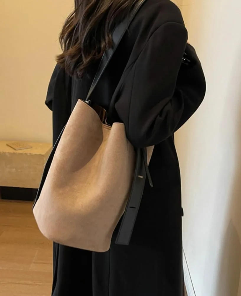 Suede Shoulder Bags for Women Vegan Leather Handbag Tote Bags Bucket Shoulder Bag Purse Tote Handbag Fashion Designer Bag